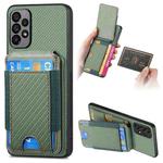 For Samsung Galaxy M23 5G Carbon Fiber Vertical Flip Wallet Stand Phone Case(Green)