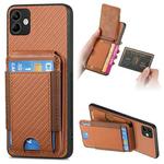 For Samsung Galaxy M32 4G Carbon Fiber Vertical Flip Wallet Stand Phone Case(Brown)