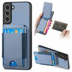 For Samsung Galaxy S21 FE 5G Carbon Fiber Vertical Flip Wallet Stand Phone Case(Blue)