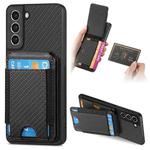 For Samsung Galaxy S21 FE 5G Carbon Fiber Vertical Flip Wallet Stand Phone Case(Black)