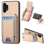 For Samsung Galaxy A32 5G Carbon Fiber Vertical Flip Wallet Stand Phone Case(Khaki)