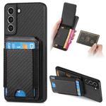 For Samsung Galaxy S21 5G Carbon Fiber Vertical Flip Wallet Stand Phone Case(Black)