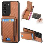 For Samsung Galaxy S21+ 5G Carbon Fiber Vertical Flip Wallet Stand Phone Case(Brown)