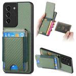For Samsung Galaxy S21+ 5G Carbon Fiber Vertical Flip Wallet Stand Phone Case(Green)