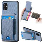 For Samsung Galaxy A71 5G Carbon Fiber Vertical Flip Wallet Stand Phone Case(Blue)