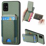 For Samsung Galaxy A51 4G Carbon Fiber Vertical Flip Wallet Stand Phone Case(Green)