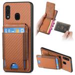 For Samsung Galaxy A20s Carbon Fiber Vertical Flip Wallet Stand Phone Case(Brown)