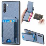 For Samsung Galaxy Note10 Carbon Fiber Vertical Flip Wallet Stand Phone Case(Blue)