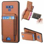 For Samsung Galaxy S10+ Carbon Fiber Vertical Flip Wallet Stand Phone Case(Brown)