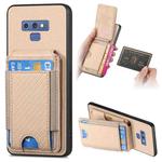 For Samsung Galaxy S10 Carbon Fiber Vertical Flip Wallet Stand Phone Case(Khaki)