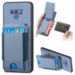 For Samsung Galaxy Note9 Carbon Fiber Vertical Flip Wallet Stand Phone Case(Blue)