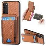 For Samsung Galaxy S20 FE Carbon Fiber Vertical Flip Wallet Stand Phone Case(Brown)