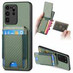 For Samsung Galaxy S20 Ultra Carbon Fiber Vertical Flip Wallet Stand Phone Case(Green)