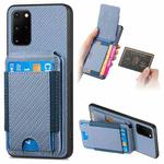 For Samsung Galaxy S20+ Carbon Fiber Vertical Flip Wallet Stand Phone Case(Blue)