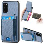 For Samsung Galaxy S20 Carbon Fiber Vertical Flip Wallet Stand Phone Case(Blue)