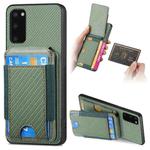 For Samsung Galaxy S20 Carbon Fiber Vertical Flip Wallet Stand Phone Case(Green)
