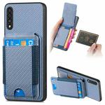 For Samsung Galaxy A70 / A70s Carbon Fiber Vertical Flip Wallet Stand Phone Case(Blue)