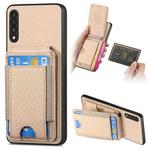 For Samsung Galaxy A50 / A50s / A30s Carbon Fiber Vertical Flip Wallet Stand Phone Case(Khaki)