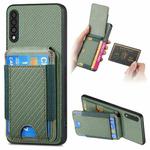 For Samsung Galaxy A50 / A50s / A30s Carbon Fiber Vertical Flip Wallet Stand Phone Case(Green)