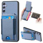 For Samsung Galaxy S25+ 5G Carbon Fiber Vertical Flip Wallet Stand Phone Case(Blue)