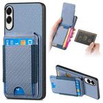 For Samsung Galaxy S25 Edge 5G Carbon Fiber Vertical Flip Wallet Stand Phone Case(Blue)