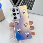 For Samsung Galaxy S22 Ultra 5G Electroplating 5-Heart Laser Texture TPU Phone Case(Water Ripples)