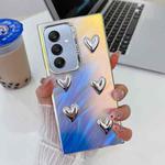 For Samsung Galaxy A25 5G Electroplating 5-Heart Laser Texture TPU Phone Case(Feather Yarn)
