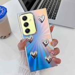 For Samsung Galaxy A34 5G Electroplating 5-Heart Laser Texture TPU Phone Case(CD Stripes)