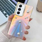 For Samsung Galaxy A55 5G Electroplating Pearl Laser Texture TPU Phone Case(CD Stripes)
