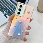 For Samsung Galaxy S23 FE 5G Electroplating Pearl Laser Texture TPU Phone Case(CD Stripes)