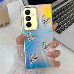 For Samsung Galaxy A15 5G Electroplating 4-Heart Laser Texture TPU Phone Case(CD Stripes)