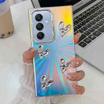 For Samsung Galaxy A25 5G Electroplating 4-Heart Laser Texture TPU Phone Case(CD Stripes)
