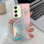 For Samsung Galaxy A54 5G Electroplating 4-Heart Laser Texture TPU Phone Case(Feather Yarn)