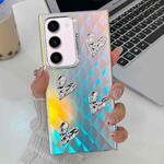 For Samsung Galaxy S23+ 5G Electroplating 4-Heart Laser Texture TPU Phone Case(Plaid)