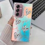 For Samsung Galaxy A14 5G Electroplating 4-Heart Laser Texture TPU Phone Case(Feathers)