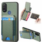 For Motorola Moto E20 / E30 Carbon Fiber Vertical Flip Wallet Stand Phone Case(Green)