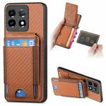For OnePlus 11 Carbon Fiber Vertical Flip Wallet Stand Phone Case(Brown)