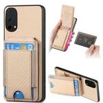 For OnePlus Nord CE 5G Carbon Fiber Vertical Flip Wallet Stand Phone Case(Khaki)