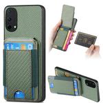 For OnePlus Nord CE 5G Carbon Fiber Vertical Flip Wallet Stand Phone Case(Green)
