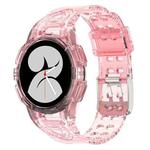 For Samsung Galaxy Watch FE 40mm Armored TPU Integrated Watch Band(Transparent Pink)