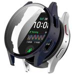 For Samsung Galaxy Watch 7 44mm PC+Tempered Film Integrated Waterproof Watch Protective Case(Dark Blue)