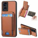 For OPPO Reno8 T 5G Carbon Fiber Vertical Flip Wallet Stand Phone Case(Brown)