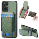 For OPPO Reno8 Z Carbon Fiber Vertical Flip Wallet Stand Phone Case(Green)