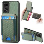 For OPPO A17 Carbon Fiber Vertical Flip Wallet Stand Phone Case(Green)