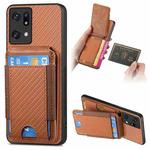 For OPPO Find X5 Pro Carbon Fiber Vertical Flip Wallet Stand Phone Case(Brown)