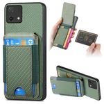 For OPPO A16K Carbon Fiber Vertical Flip Wallet Stand Phone Case(Green)
