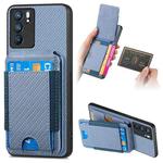 For OPPO Reno6 Pro 5G Carbon Fiber Vertical Flip Wallet Stand Phone Case(Blue)
