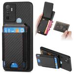 For OPPO A53 / A53S Carbon Fiber Vertical Flip Wallet Stand Phone Case(Black)