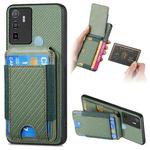 For OPPO A53 / A53S Carbon Fiber Vertical Flip Wallet Stand Phone Case(Green)