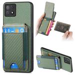 For OPPO A72 5G Carbon Fiber Vertical Flip Wallet Stand Phone Case(Green)